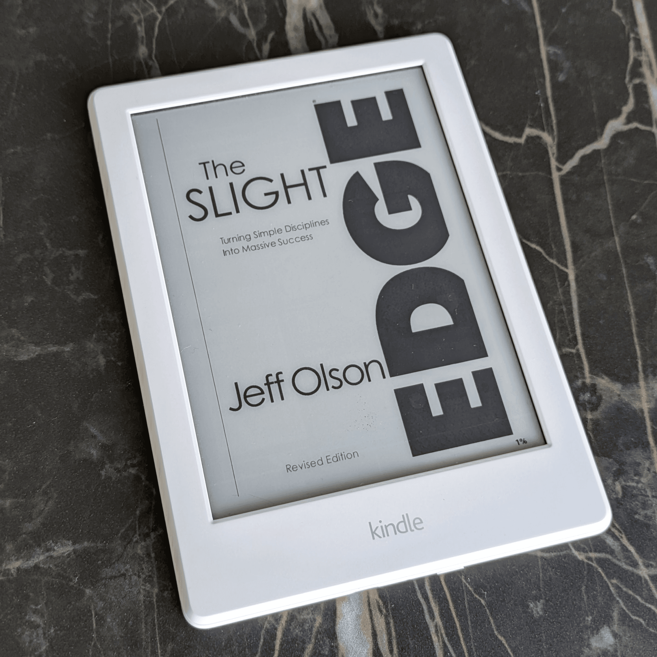Kindle displaying The Slight Edge by Jeff Olson.