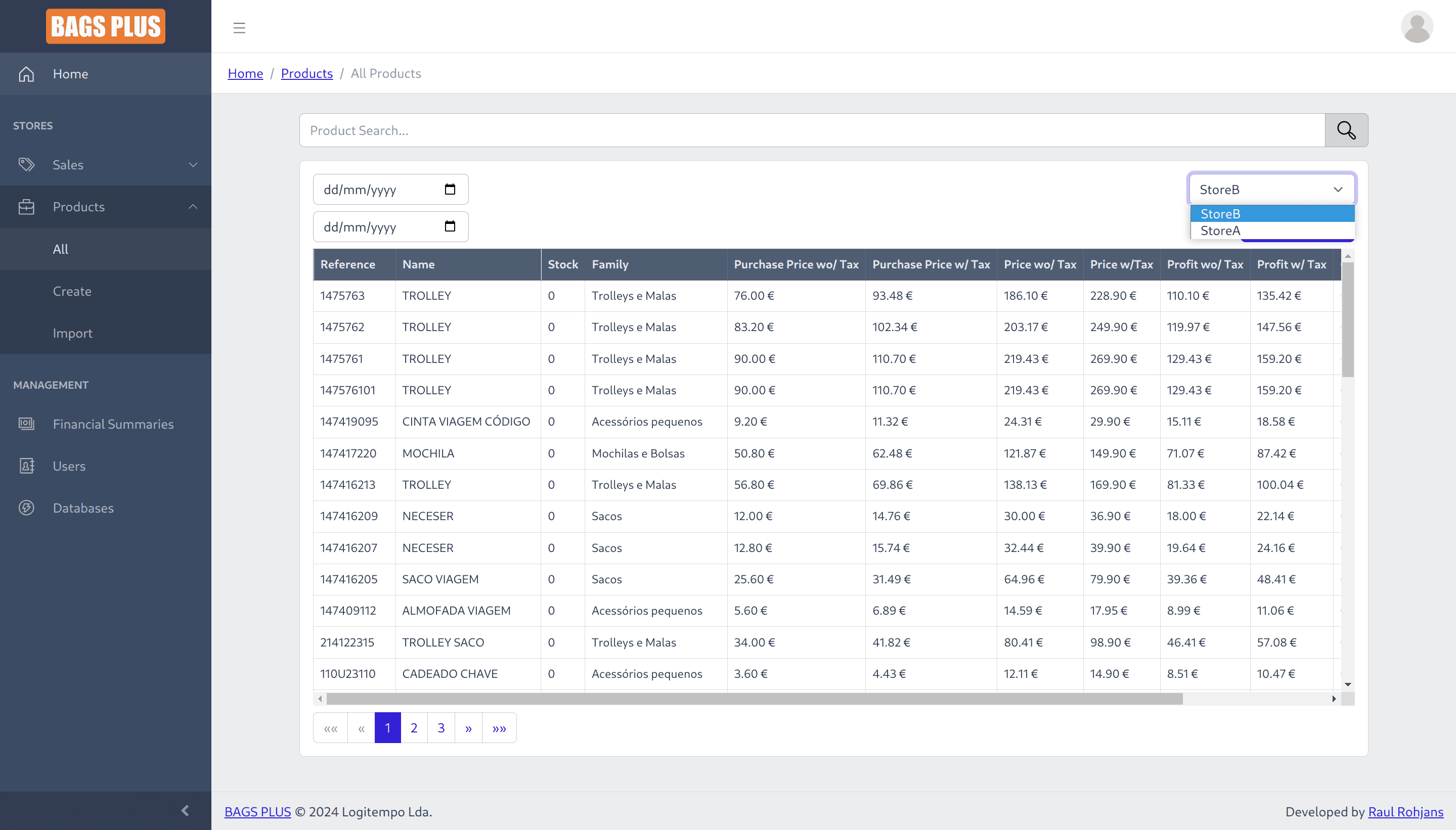 Products Page